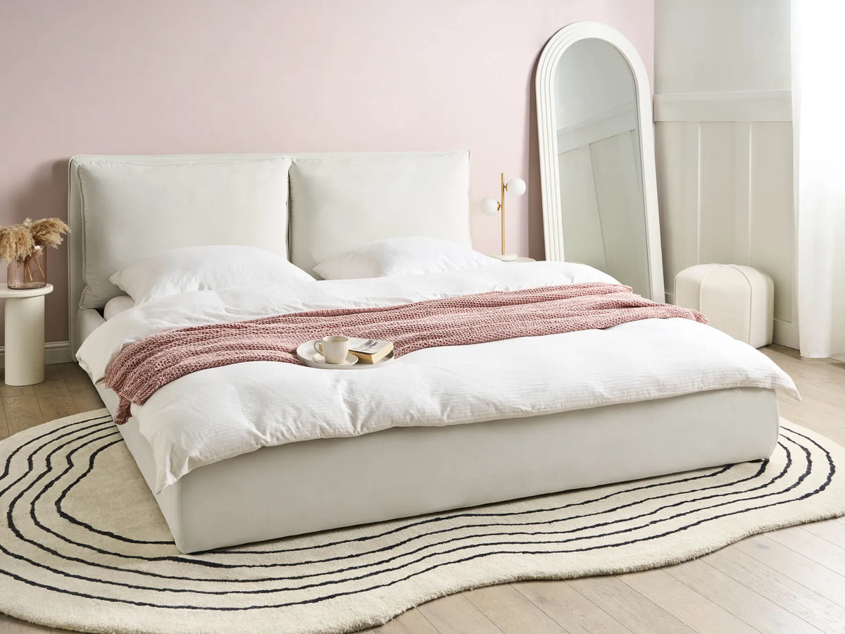 Bed Velvet BAJONNA 180 x 200 cm (EU Super King) Off-White — In the room
