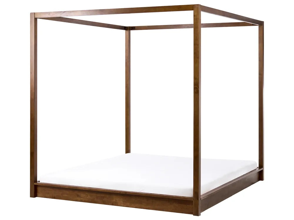 Four Poster Bed Wood HERLIERE 180 x 200 cm (EU Super King) Dark Brown