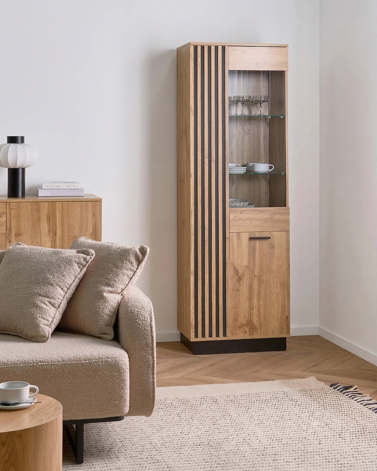 Glass Display Cabinet MANAIA 60 cm Brown — In the room