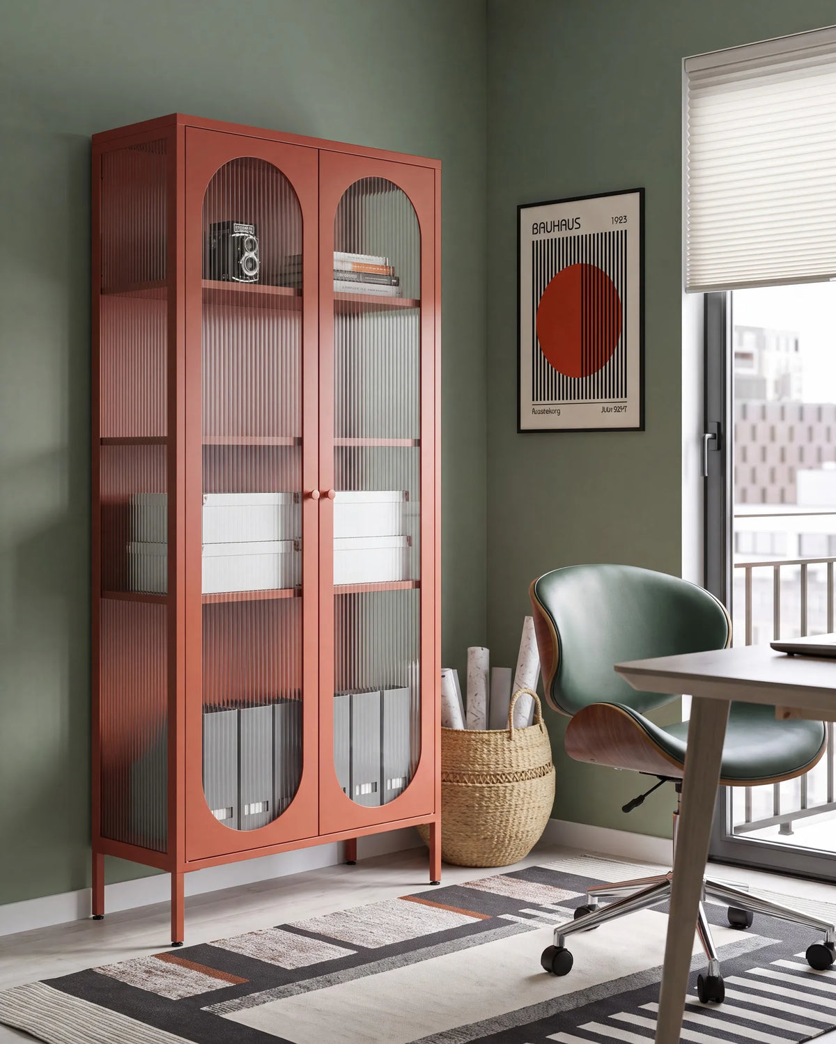 Glass Display Cabinet FOXTON 80 cm Metal Golden Brown