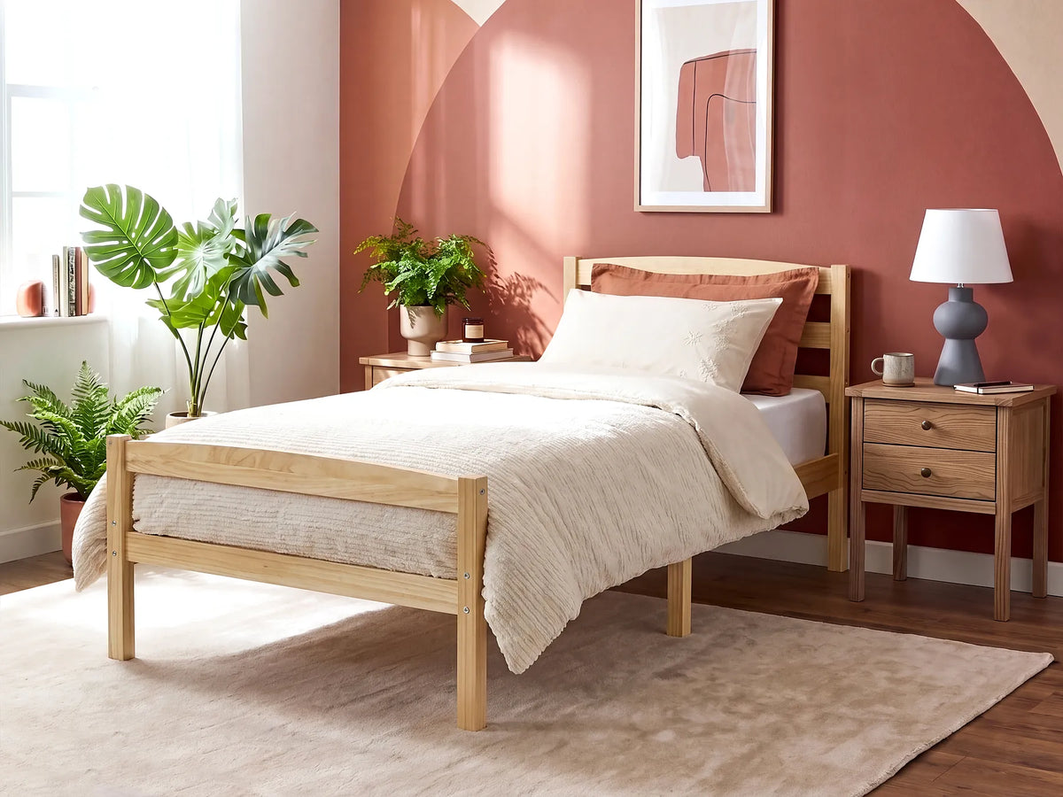 Bed Pine Wood ECHALLON 90 x 200 cm (EU Single) Light Brown — In the room