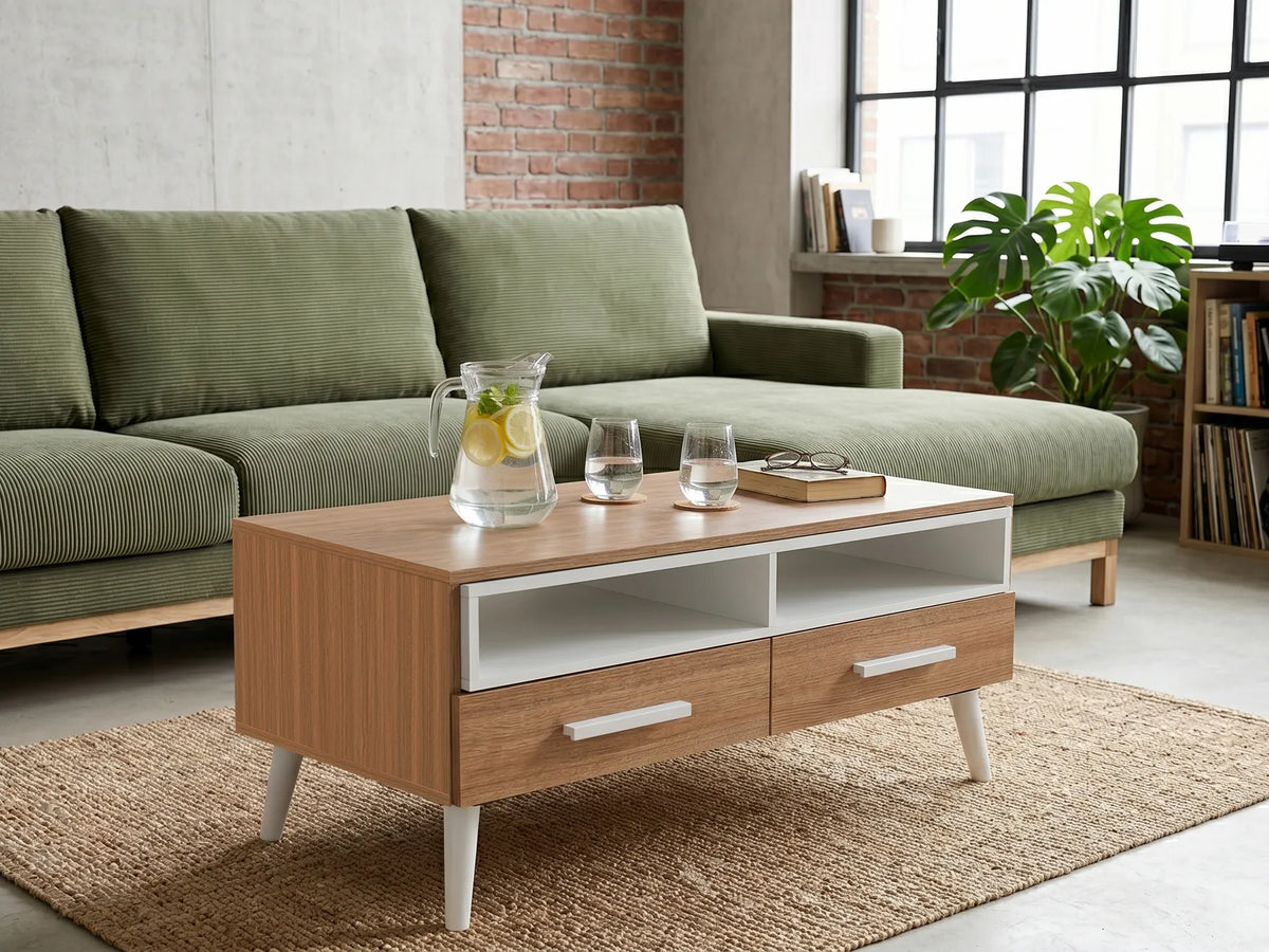 Coffee  Table  ALLOA  with   Storage Light   Brown/     White