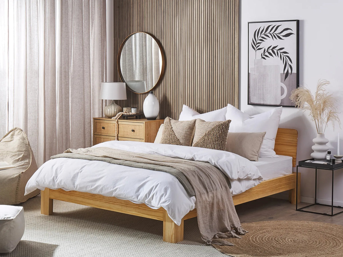 Bed Pine Wood ROYAN 160 x 200 cm (EU King Size) Light Brown