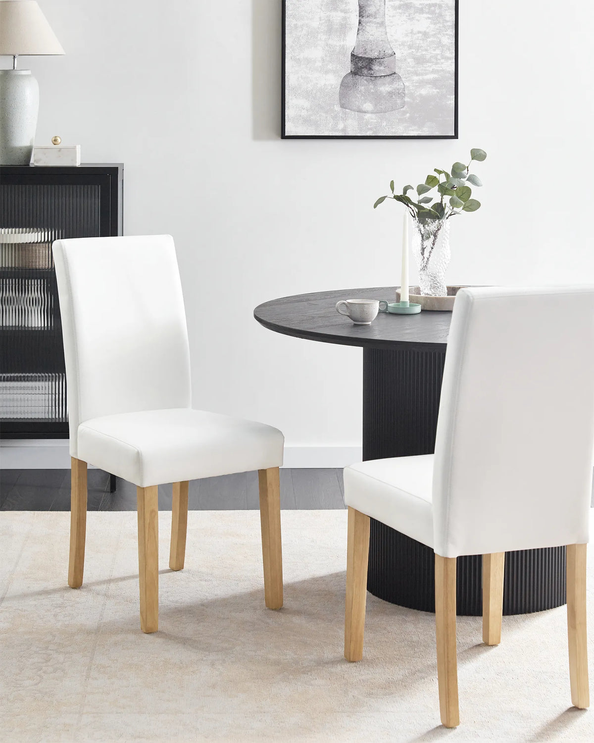 Set of 2 Dining Chairs BROADWAY Faux Leather White — In the room