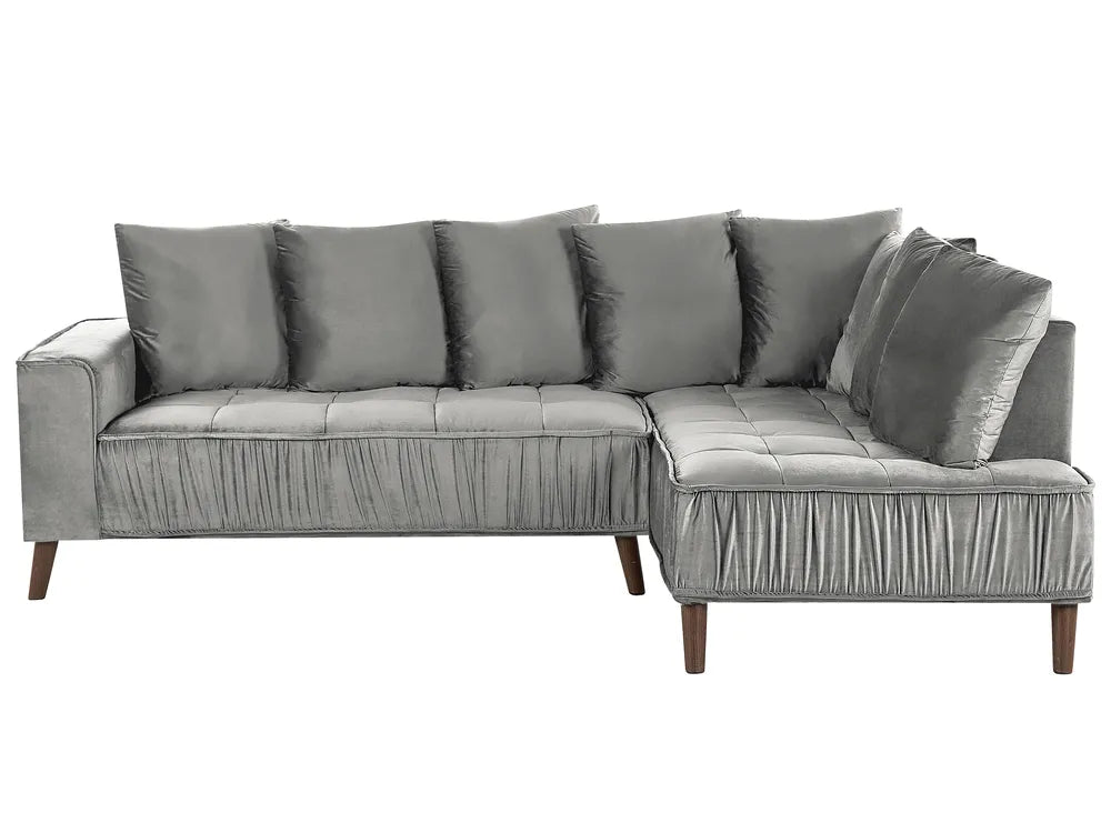 Corner Sofa 3 Seater GRENA Velvet Light Grey Left Hand