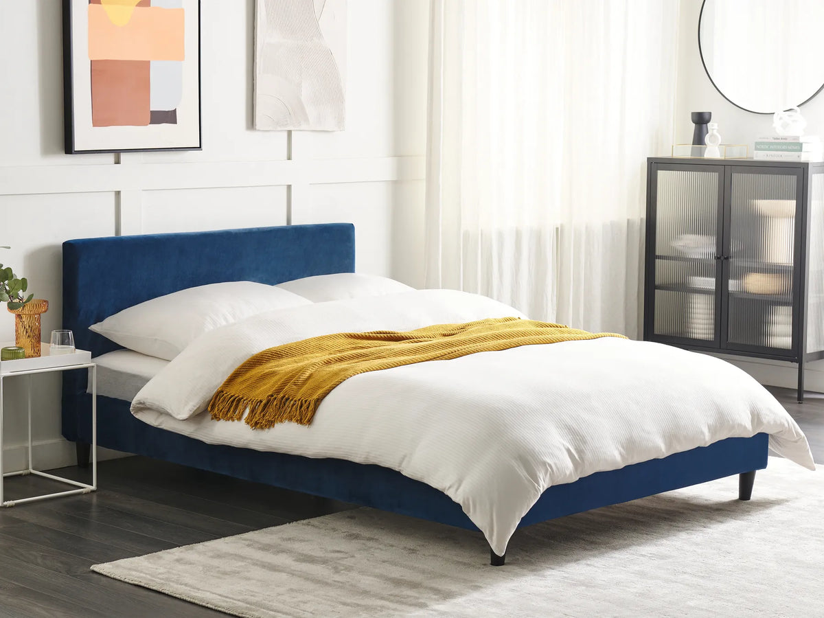 Bed Velvet FITOU 140 x 200 cm (EU Double) Dark Blue — In the room