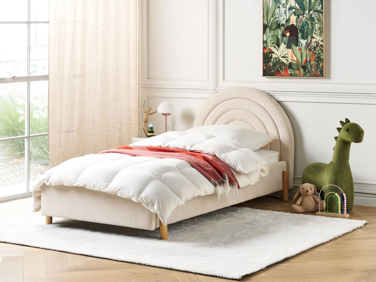 Kids Bed Velvet ANET 90 x 200 cm (EU Single) Beige — In the room
