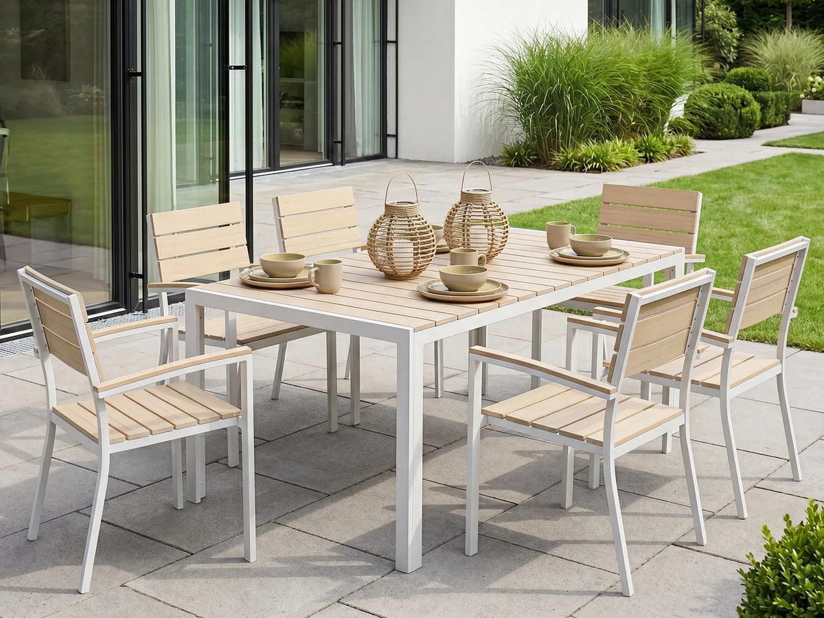 Outdoor Dining Table for 6 COMO 150 cm 90 cm Beige — In the room