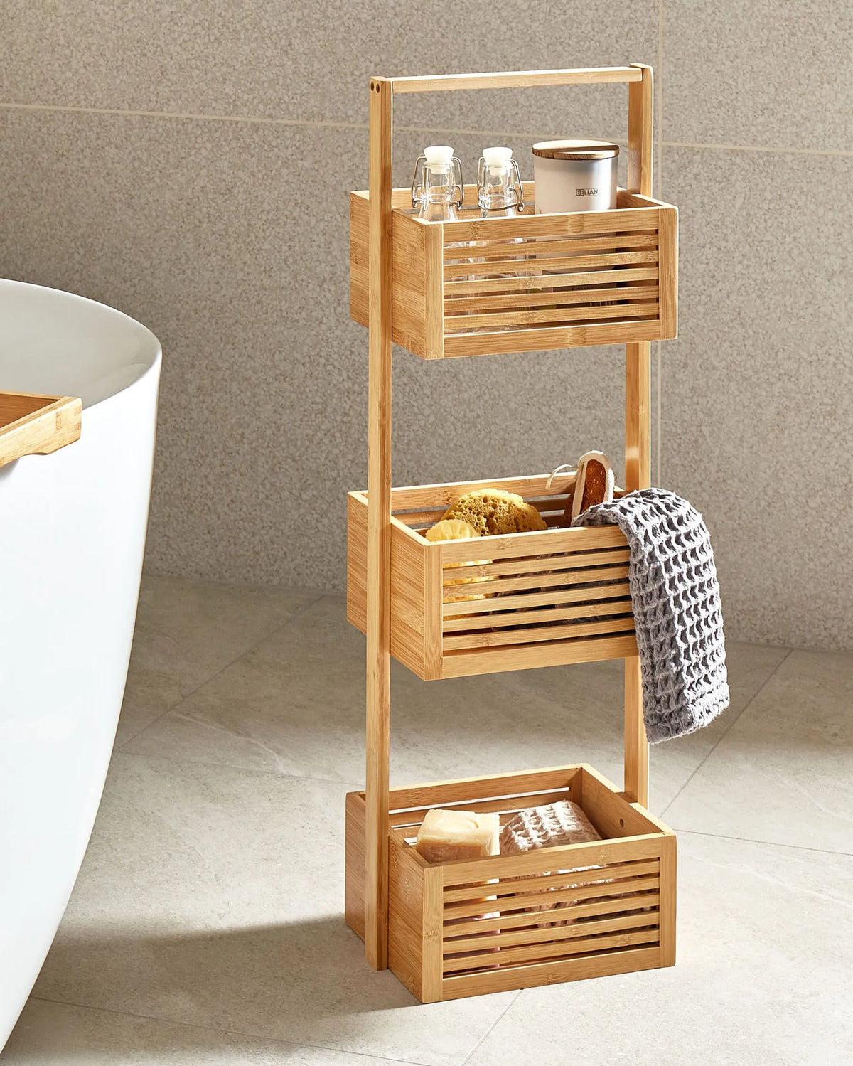 Shelving Unit WAVERLY Bamboo Light Brown — In the room