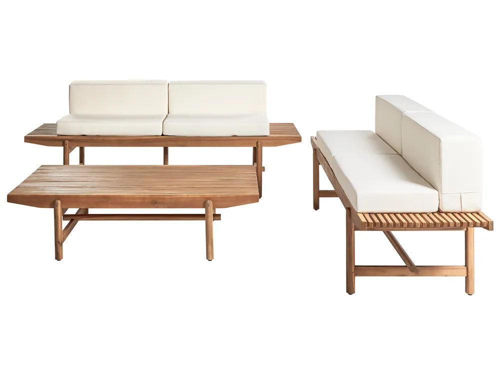 Garden Lounge Set with Table 4 Seater GIAVENO Acacia Wood Off-White