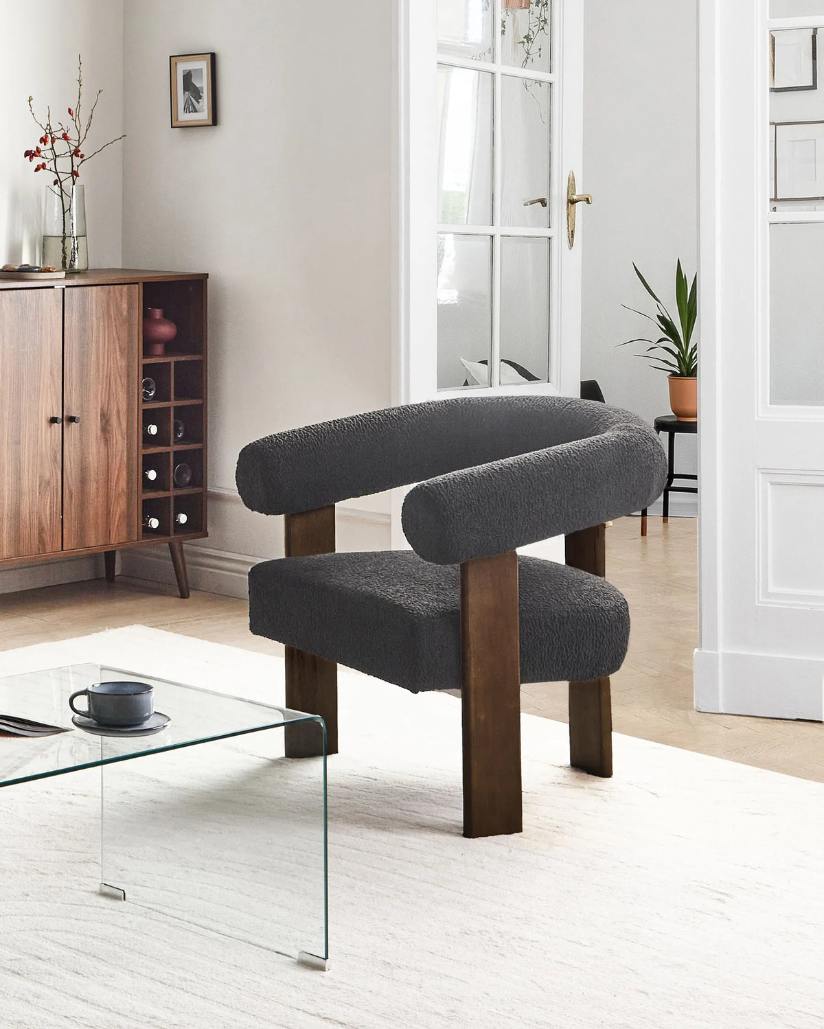 Armchair ILBRO Boucle Black/ Dark Brown — In the room
